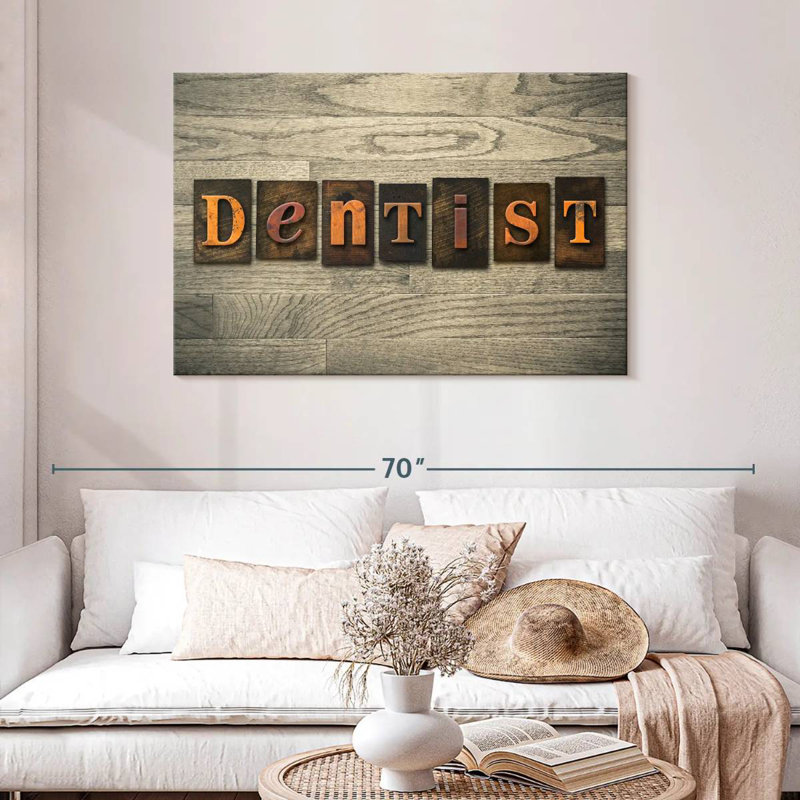 Alcaraz, dentiste, typographie, H 30 po x l 45 po