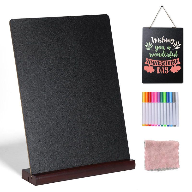 11.8X16.1 Inch Tabletop Chalkboard With Wood Base, Menu Chalkboard Stand, Message Board, Bar And Special Event Decorations, Hanging Double-Sided Chalkboards Sign For DIY Home Decoration-Walnut