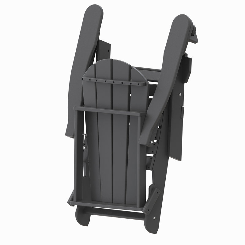 (Set of 6) Hdpe Folding Outdoor Adirondack Chair With Cup Holder , Gray