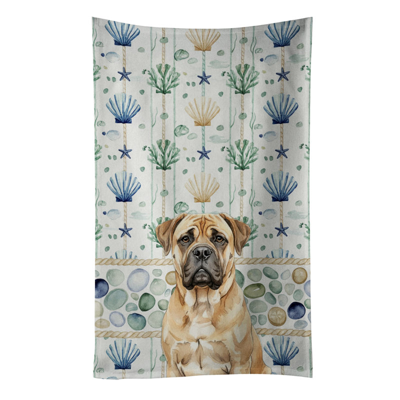 Bullmastiff Coastal Sea Glass Kitchen Towel, Bullmastiff