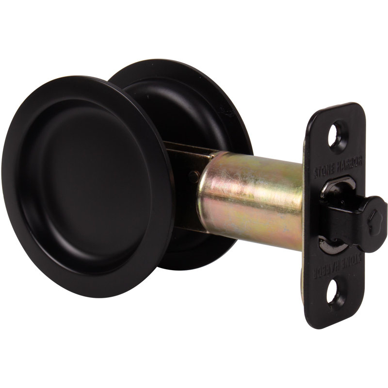 Round Pocket Door Latch, Matte Black