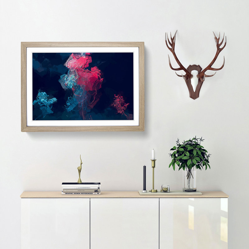 The Jellyfish in Abstract - Picture Frame Graphic Art Print, Oak Framed, 36cm H x 48cm W x 2cm D