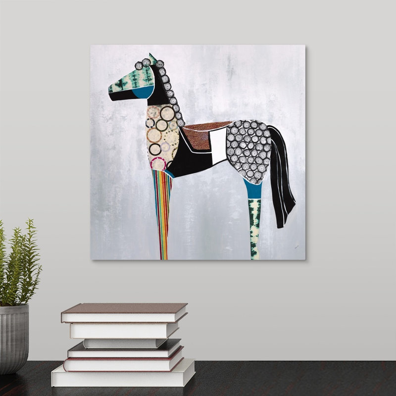 « cheval play », peinture sur toile, Toile tendue, H 12 po x l 12 po x p 1,25 po