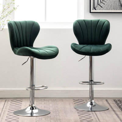 2 pièces - Rembourré avec un rembourrage épais, siège pivotant à 360 °, hauteur réglable, look élégant pour 2 personnes, tissu velouté fin et mousse dense, fonction de degré, repose-pieds confortable avec vérin à gaz, ligne verticale contemporaine