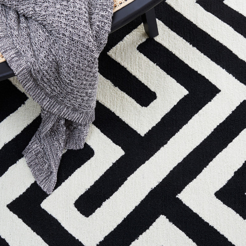 Emer Hand Hooked Performance Geometric Rug, Rectangle 8' x 10'