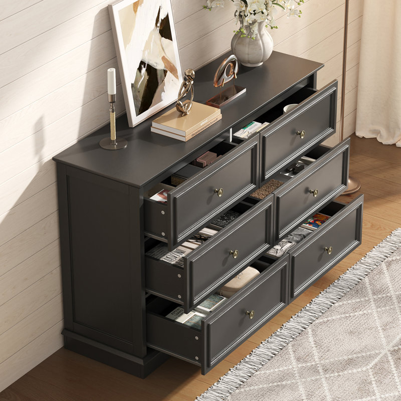 Commode double 6 tiroirs l 47,2 po Valera , Noir