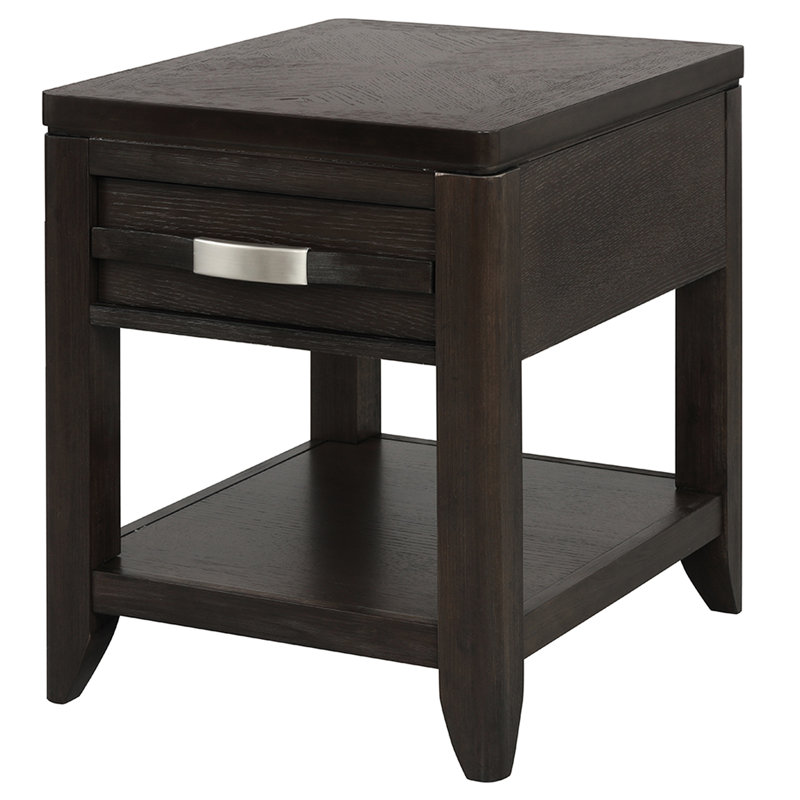 Table de bout 24 po x 20 po x 25 po avec tiroir et tablette de rangement pratiques et élégants