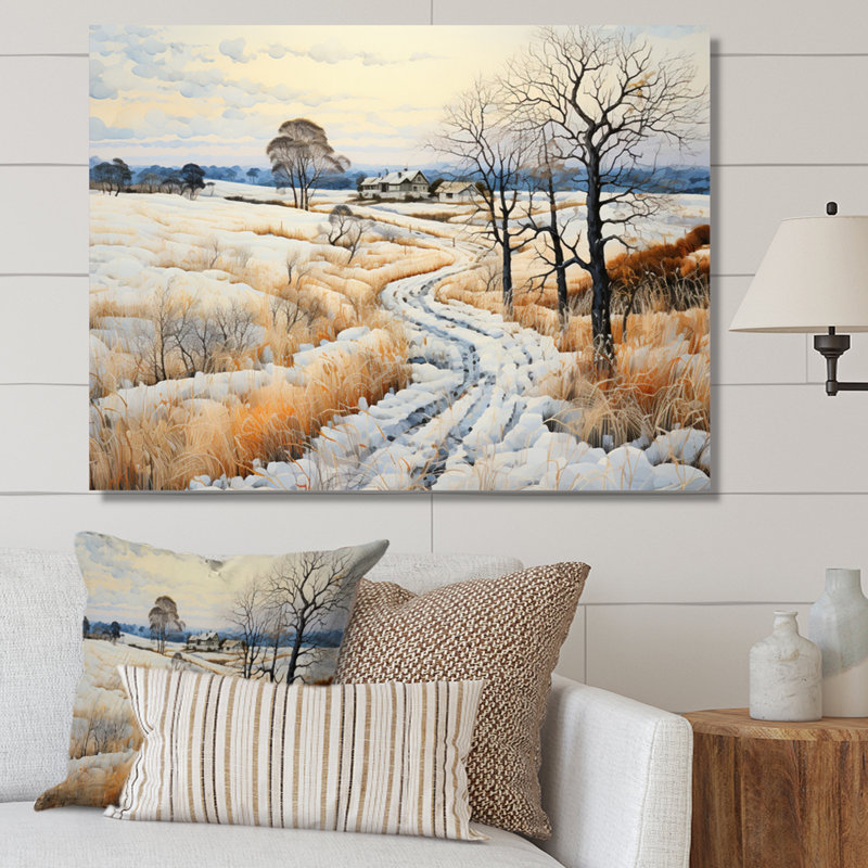 «Countryside Snowy Minimalisme Winter VI», reproduction sur toile, Rectangle de 5 pi x 8 pi, Toile tendue