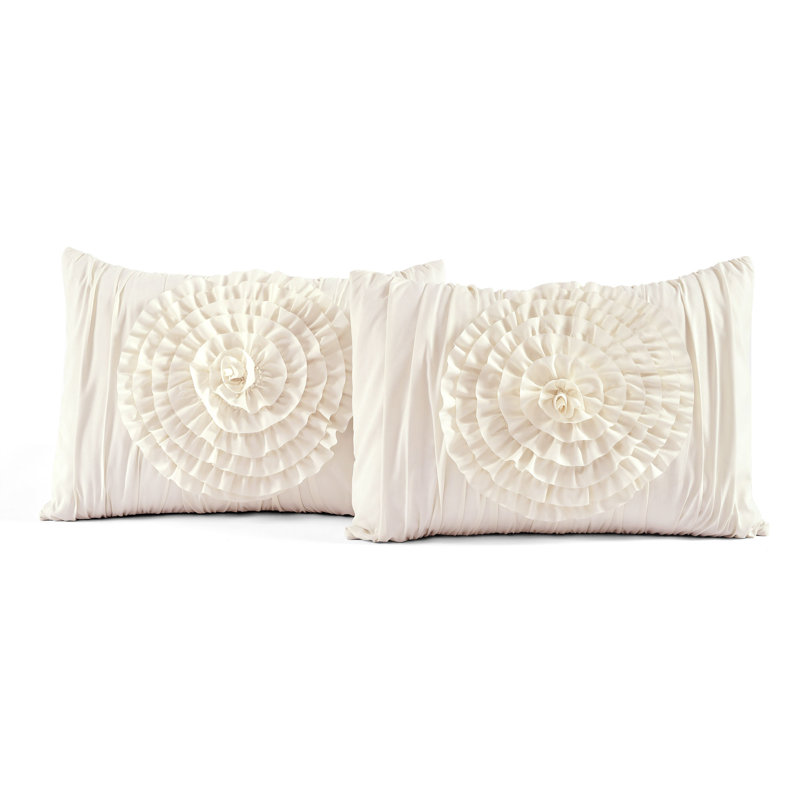 Ivory Microfiber Floral 3-Piece Comforter Set