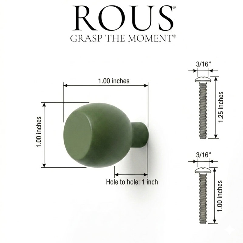 ROUS Hardware Mid Century Modern Sphere Knob, Olive (Green)