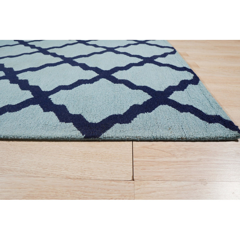Hand Tufted Wool Area Rug in Blue