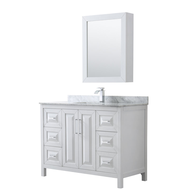 Daria 48'' W Vanity, White, Carrara Cultured Marble, Polished Chrome