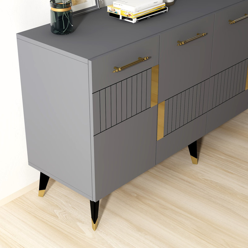 Olivia 79cm Console Table, Anthracite/Gold