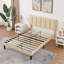Double Size Platform Bed Frame With Adjustable Upholstered Headboard, Wooden Slats Support, No Box Spring Needed, Easy to Assembly-122948171