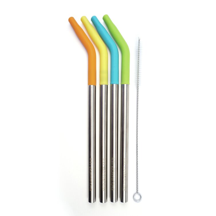 Stainless/Silicone Reusable Straws - Set of 4