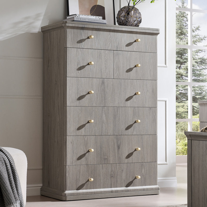 Commode 7 tiroirs Abarca, Gris, 7