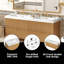 Meuble-lavabo mural double vasque de 150,6 cm (59,3 pouces) avec comptoir en SMC, armoire en MDF mélaminé à grain de bois et tiroirs à fermeture douce