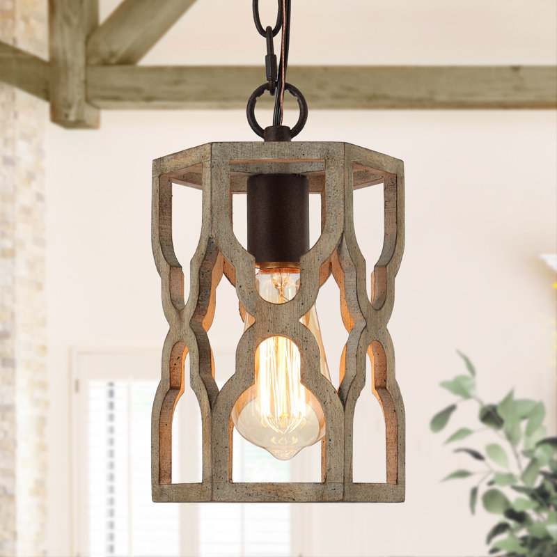 Luminaire suspendu géométrique en bois 1 lumière