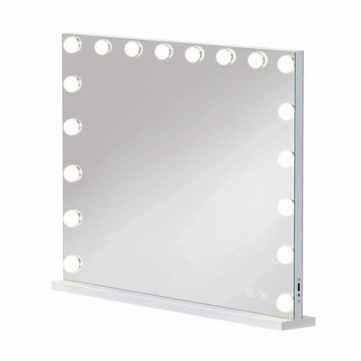 Vanity Accent Mirror With Lights 31.5''X22.8'' Tempered Glass Large Hollywood Mirror With 18 Dimmable Bulbs