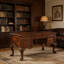 Bureau d'écriture en bois massif rouge-brun de style européen avec tiroirs, bureau d'ordinateur pour bureau et travail à domicile-1167411252