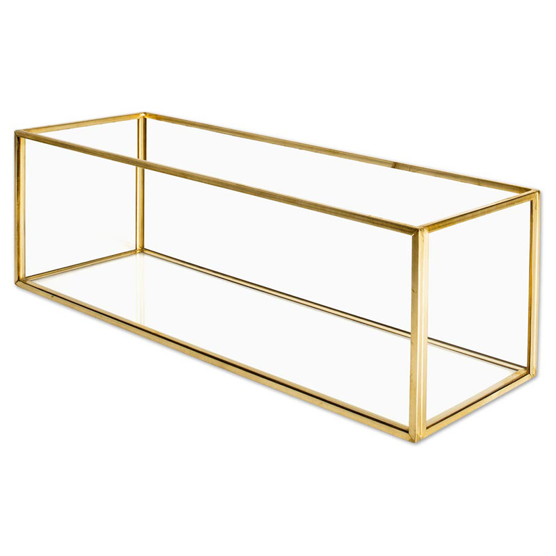 Boîte de pièce maîtresse longue en verre, H 4 po x l 12 po x P 4 po