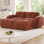 2-Seater Modular Boneless Sofa with 2 Movable Ottomans, Soft Velvet Upholstery & Tufted Design, No Assembly Required, 32D High-Density Sponge for Living Room or Bedroom