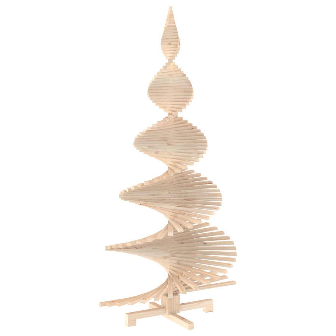 Vidaxl Wooden Christmas Tree Kotka 210 Cm Solid Pine Wood Natural - Brown, Brown - Image 3