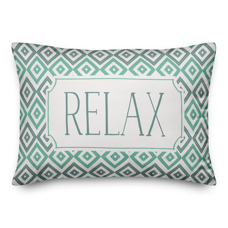 Geometric Outdoor Reversible Throw Pillow, Teal