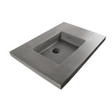 Newterra Concrete Handmade Rectangular Semi-Recessed Vessel Bathroom Sink