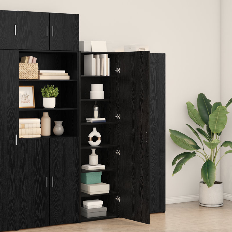 Highboard 50X42.5X185 Cm Engineered Wood, Black Oak