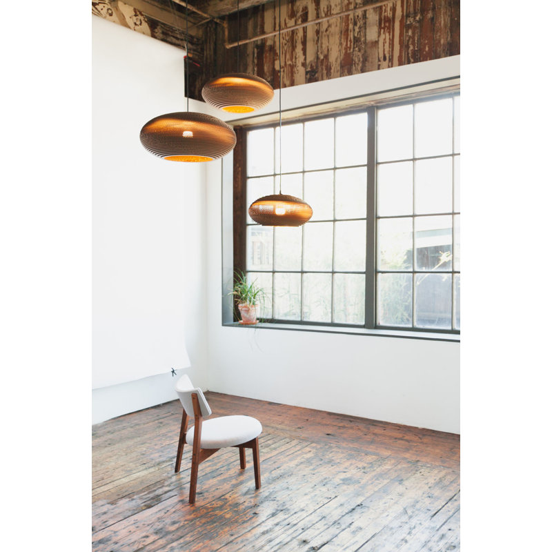 Scraplights Recycled Cardboard Pendant Light - Disc, Brown, 9" H x 20" W x 20" D