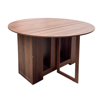 Round Drop Leaf Folding Dining Table,Space-Saving Convertible Dinner Table, Modern Multifunctional Collapsible Table for Small Spaces, Apartments