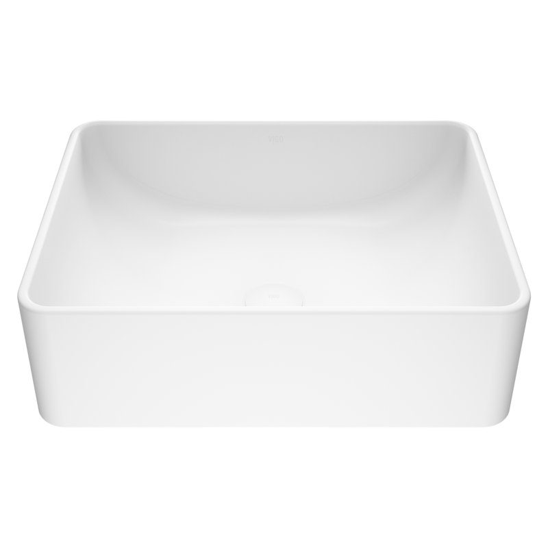 Amaryllis 20" L x 14" W x 6" H Matte Stone  White Handmade Rectangular Vessel Bathroom Sink