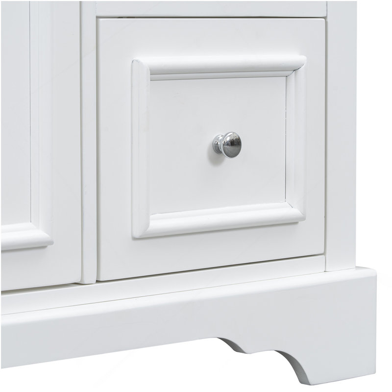 Meuble-lavabo transitionnel 36 po avec lavabo en céramique de 36 po - Comprend 2 portes à fermeture en douceur, une tablette réglable en forme de U, 3 tiroirs (dont un avec séparateur), une finition peinte et un grand espace de rangement