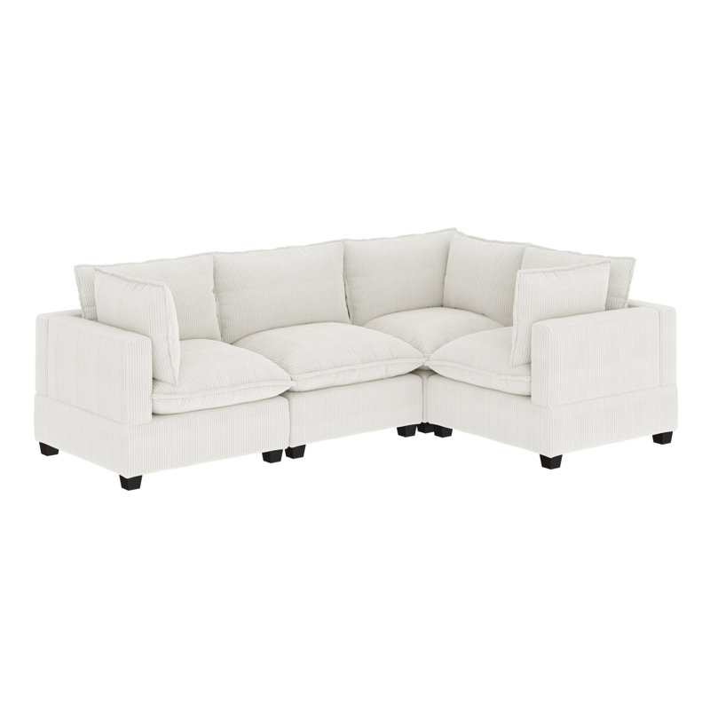 Canapé modulaire Somerdale, H 39,4 po x l 111,1 po x P 76,4 po, Velours nacré blanc perle