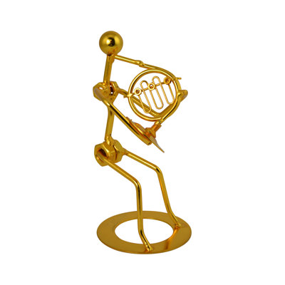Figurine de joueur de cor français 7 "en métal doré