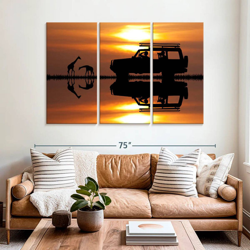 Brampt Giraffe Sunset Journey, 20" H x 33" W