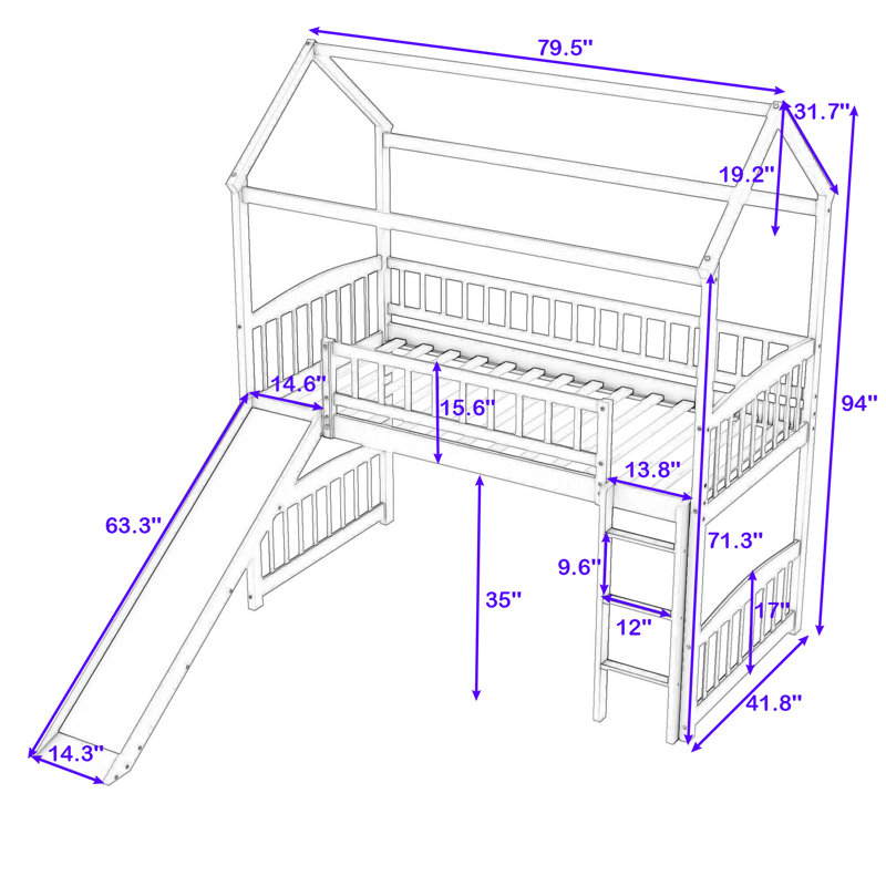 Lit mezzanine simple Michiana par Harper Orchard, Blanc