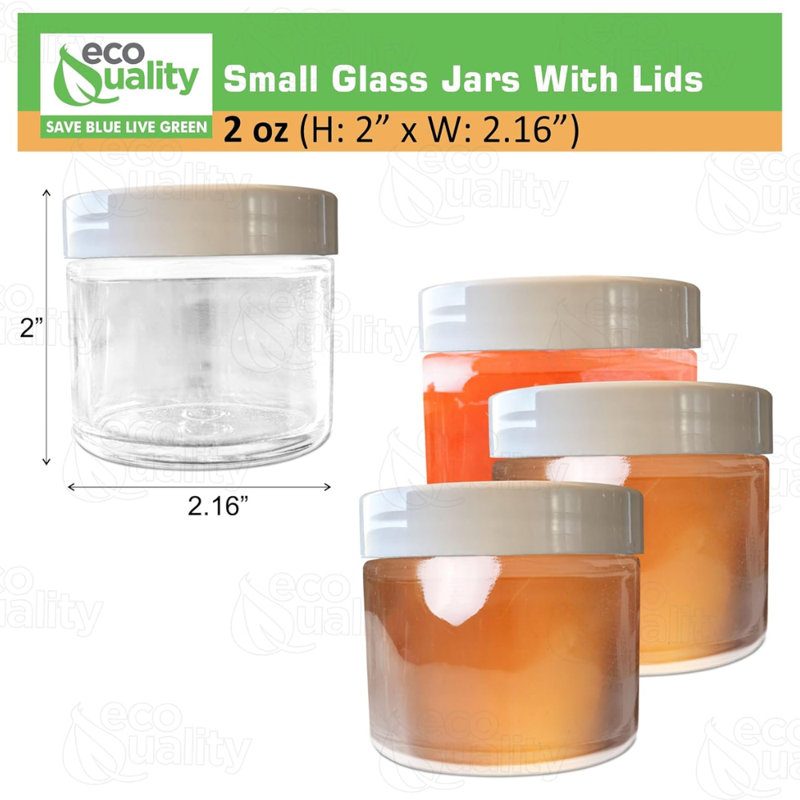  Pots en verre transparent de 2 oz avec couvercles blancs, contenants de rangement pour cosmétiques avec doublures intérieures pour crèmes, lotions, poudres et voyages (48)