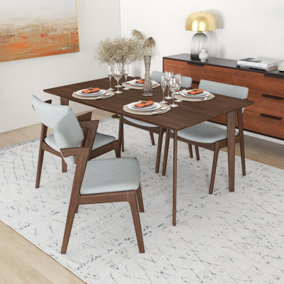 Ensemble de salle à manger en bois massif de style Mid-Century 5 pièces Holna