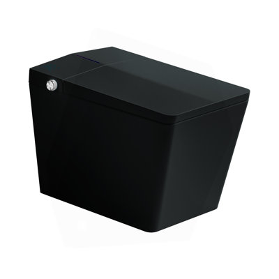 Black Square Smart Toilet With Built-In Tank For Bathroom