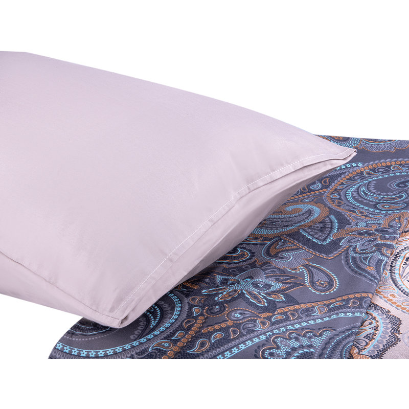 Queen Cotton Sateen Paisley Duvet Cover Set with Pillowcases