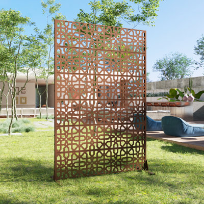 72"H×47"W×16"D Outdoor Metal Privacy Screen Garden Trellis Lattice Panel Fence Panel by Wooakway
