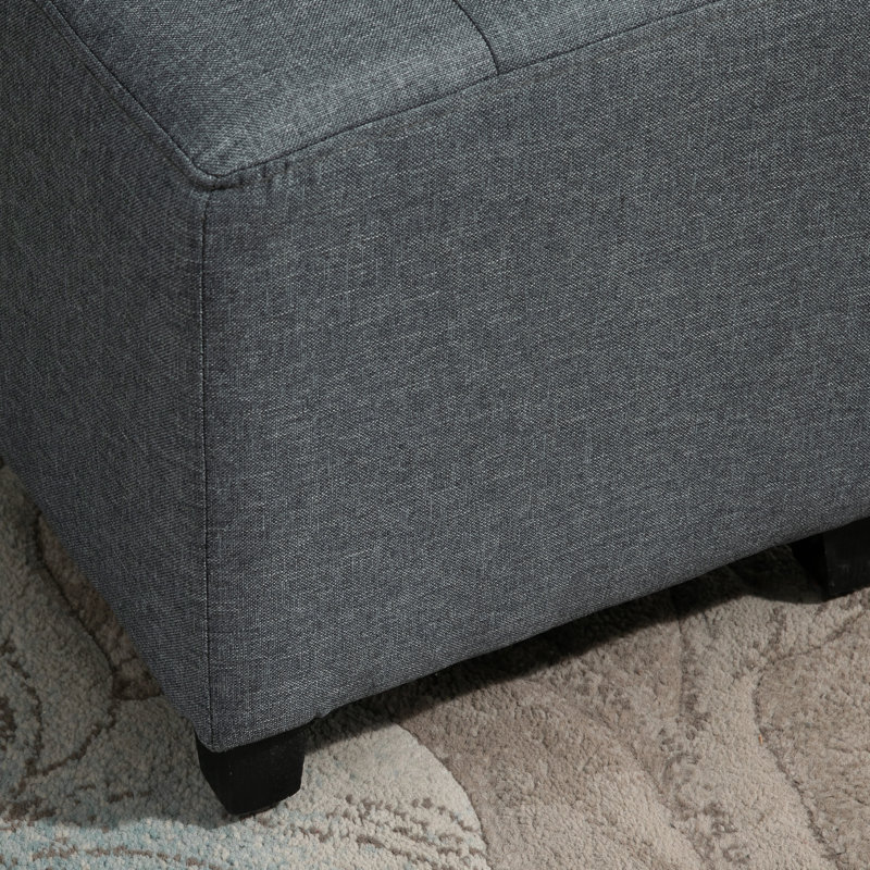 Eastford Upholstered Ottoman, Gray Linen