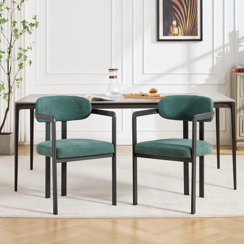 Chaises de salle à manger rembourrées élégantes, Vert antique