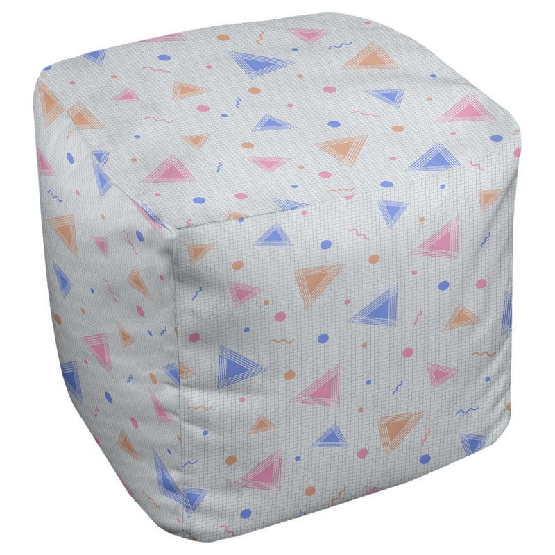 Repose-pieds à cubes rétro 90s Leffel, H 19,5 po x L 117 po x P 20 po, Bleu / jaune