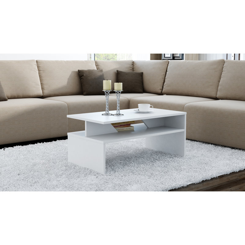 Harmon Sled Coffee Table with Storage, White