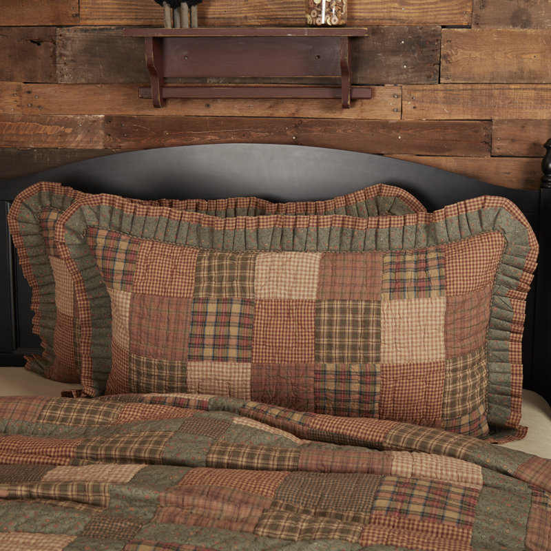 Crosswoods Plaid Patchwork Cotton King Sham with Ruffle