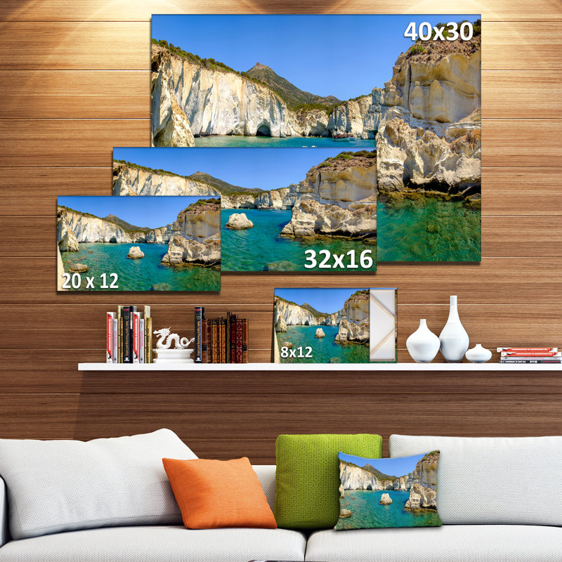 « turquoise water beach panorama », reproduction de photo sur toile tendue encadrée, H 16 po x l 32 po x P 1 po, Toile tendue