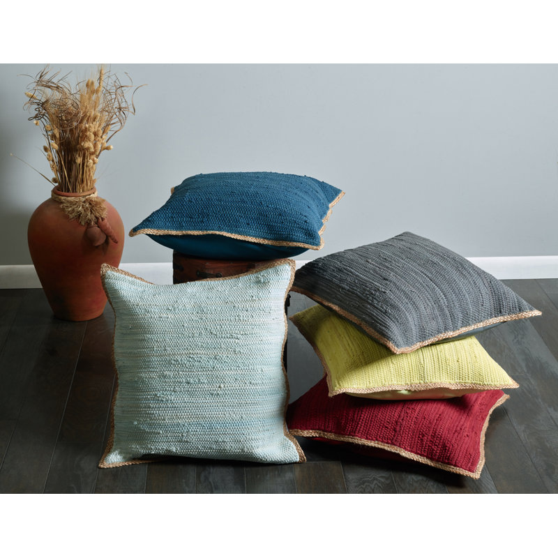 Housse de coussin en coton à bordure contrastante de couleur unie Ingrassellino, Rouge, polyester